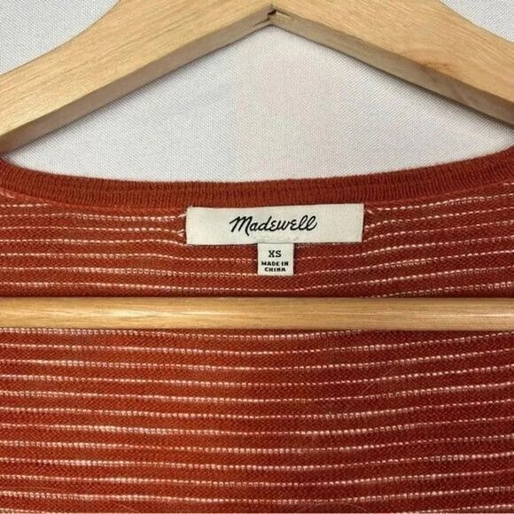 Madewell Summer Ryder Rust Orange Stripe Cardigan Sweater XS - Picture 6 of 6
